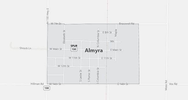 Map of Almyra, AR