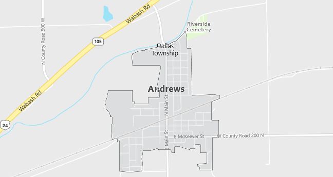 Map of Andrews, IN