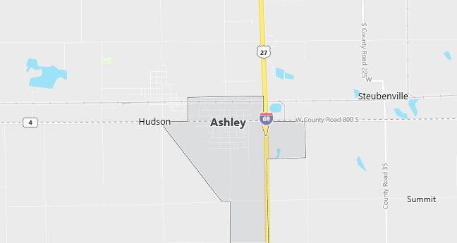 Map of Ashley, IN