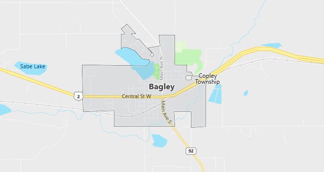 Map of Bagley, MN