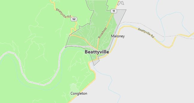 Map of Beattyville, KY