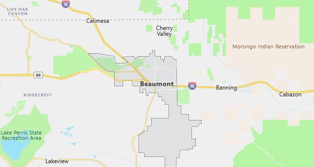 Map of Beaumont, CA