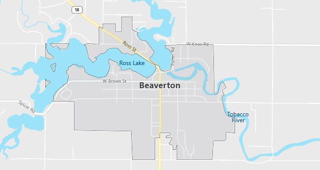 Map of Beaverton, MI