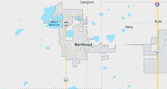 Map of Berthoud, CO
