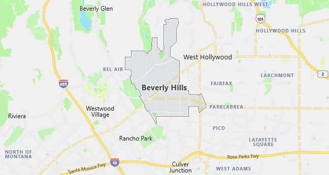 Map of Beverly Hills, CA