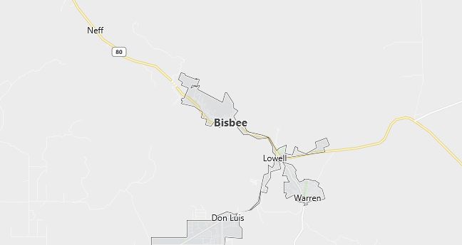 Map of Bisbee, AZ