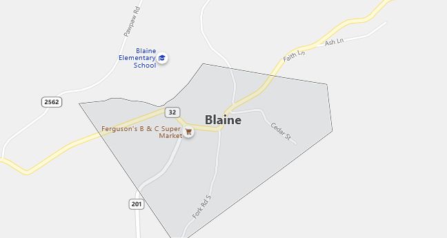 Map of Blaine, KY