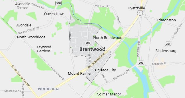 Map of Brentwood, MD