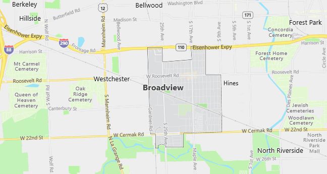 Map of Broadview, IL