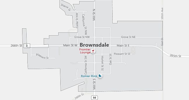 Map of Brownsdale, MN