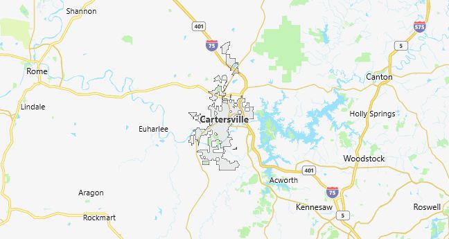 Map of Cartersville, GA
