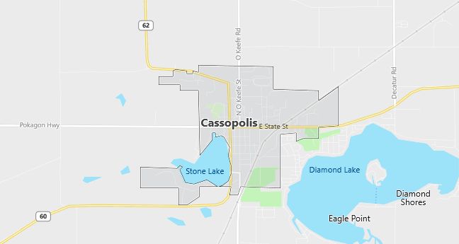 Map of Cassopolis, MI
