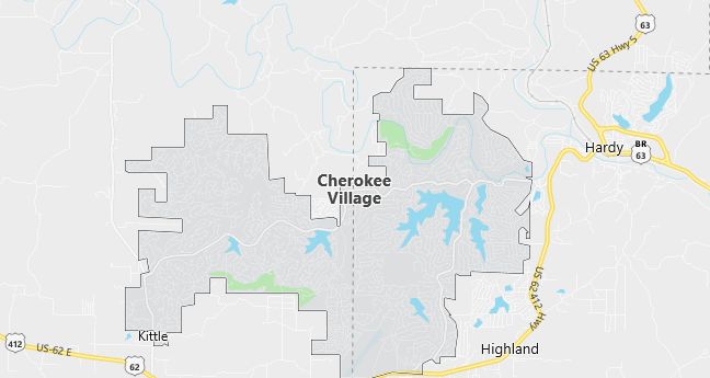 Map of Cherokee Village, AR