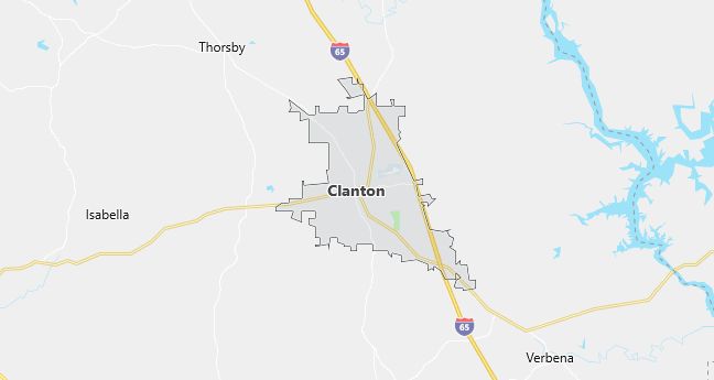 Map of Clanton, AL