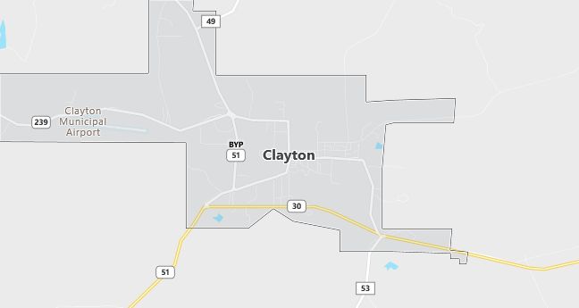 Map of Clayton, AL