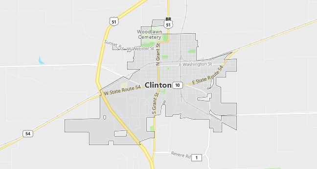 Map of Clinton, IL