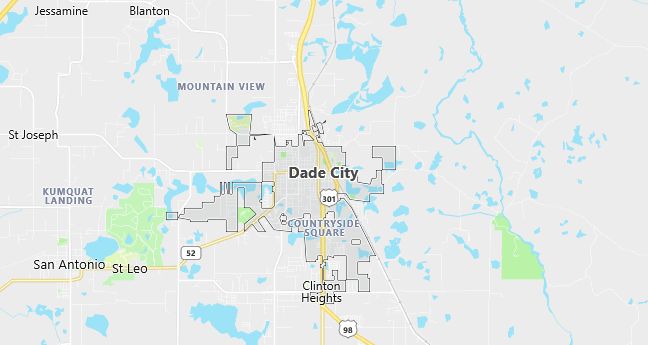 Map of Dade City, FL
