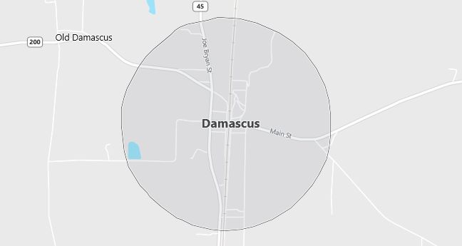 Map of Damascus, GA