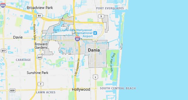 Map of Dania, FL