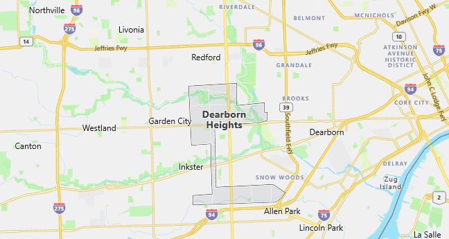Map of Dearborn Heights, MI