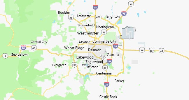 Map of Denver, CO
