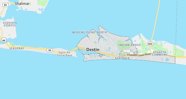Map of Destin, FL
