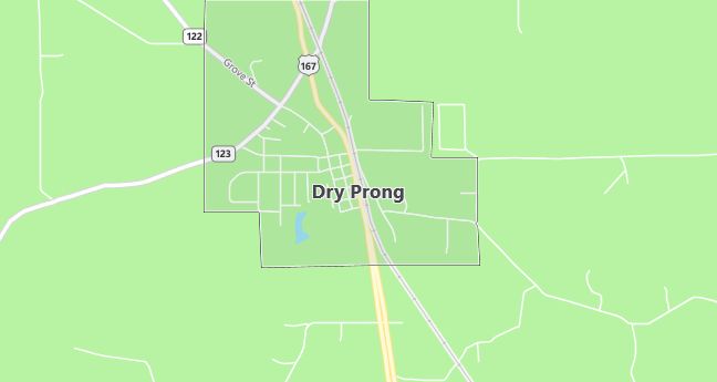 Map of Dry Prong, LA