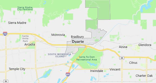 Map of Duarte, CA