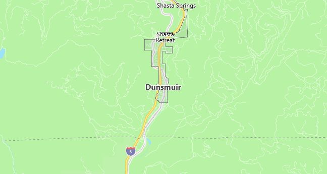 Map of Dunsmuir, CA
