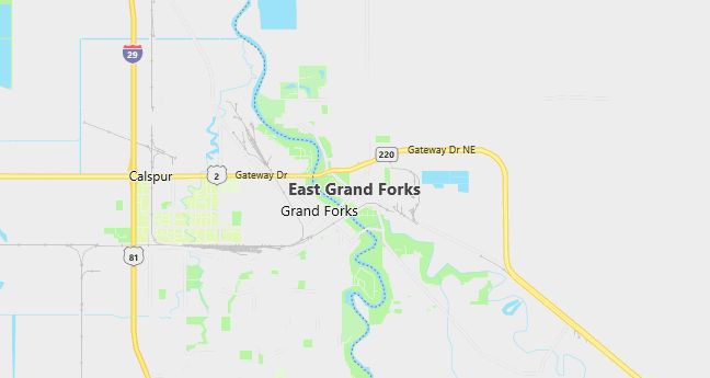 Map of East Grand Forks, MN