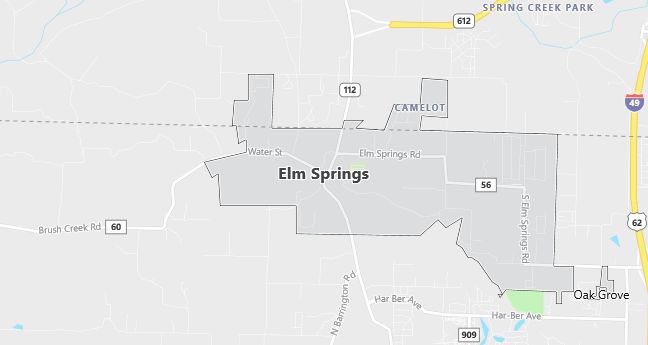 Map of Elm Springs, AR