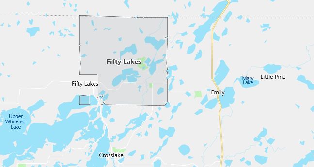 Map of Fifty Lakes, MN
