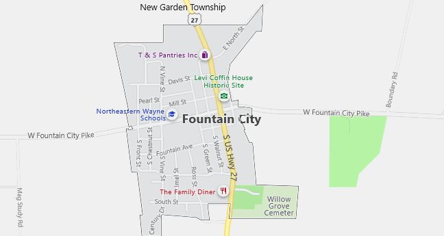 Map of Fountain City, IN