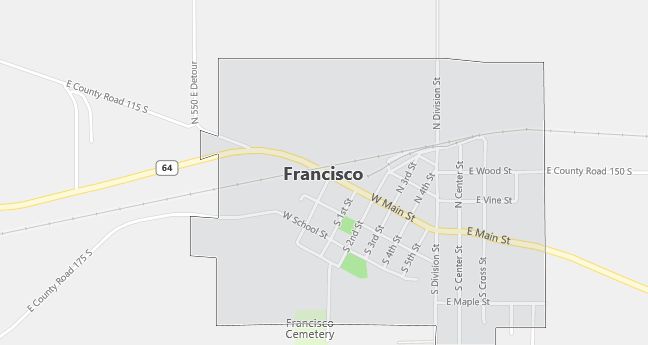 Map of Francisco, IN