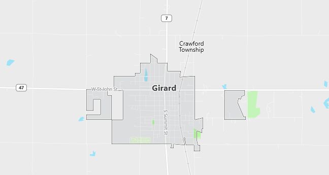 Map of Girard, KS