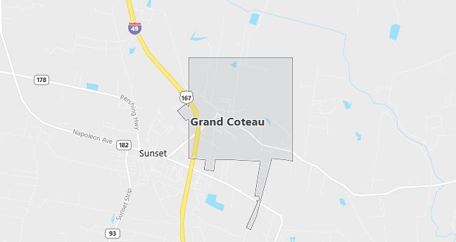Map of Grand Coteau, LA