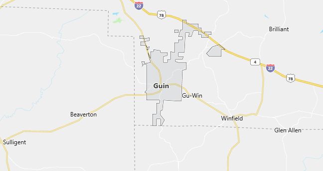 Map of Guin, AL