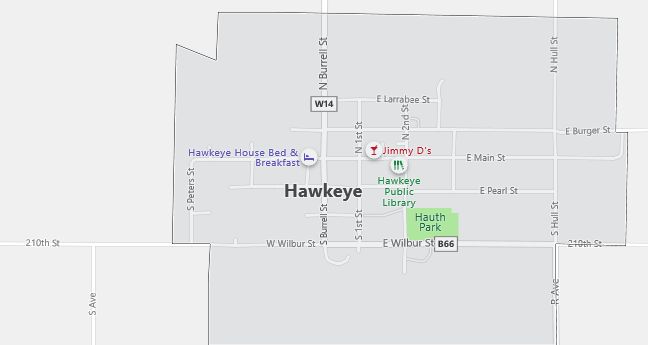 Map of Hawkeye, IA