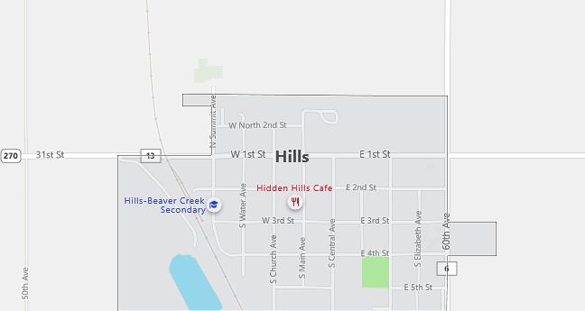 Map of Hills, MN