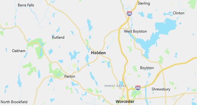 Map of Holden, MA