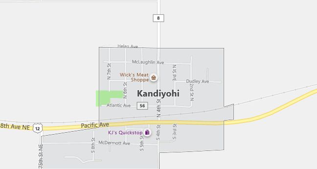 Map of Kandiyohi, MN