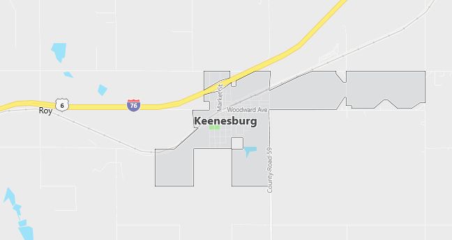 Map of Keenesburg, CO