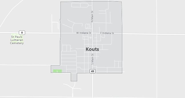 Map of Kouts, IN