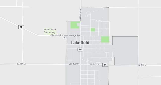 Map of Lakefield, MN
