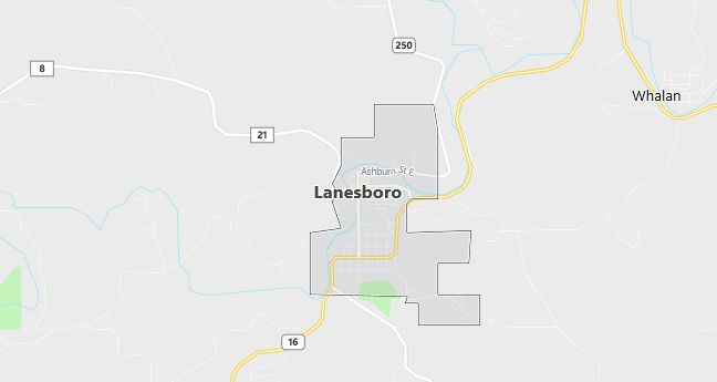 Map of Lanesboro, MN