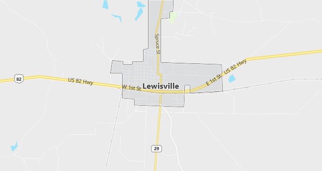 Map of Lewisville, AR