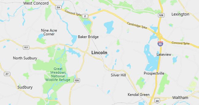 Map of Lincoln, MA