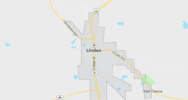 Map of Linden, AL