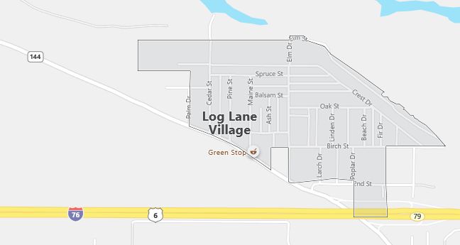 Map of Log Lane Village, CO