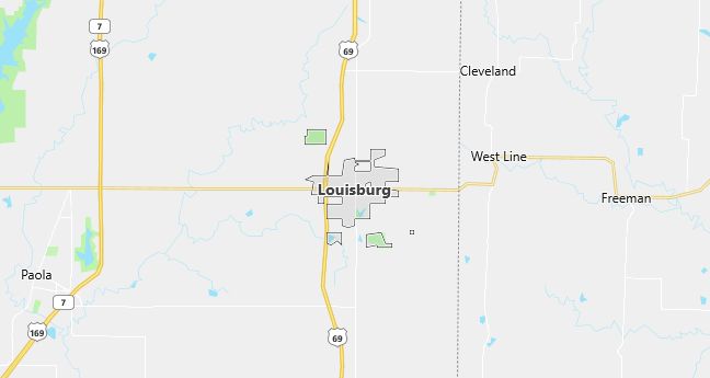 Map of Louisburg, KS
